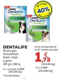 Oferta de Dentalife - Snack Gos Activefresh Petit por 2,89€ en Kiwoko