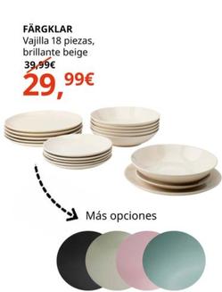 Oferta de Färgklar - Vajilla 18 Piezas Brillante Beige por 29,99€ en IKEA