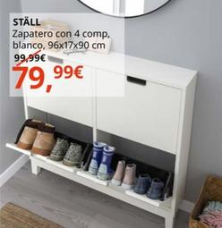 Oferta de Ställ - Zapatero Con 4 Compartimentos Blanco por 79,99€ en IKEA