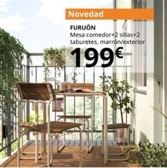 Oferta de Furuön - Mesa Comedor + 2 Sillas + 2 Taburetes, Marrón/exterior por 199€ en IKEA