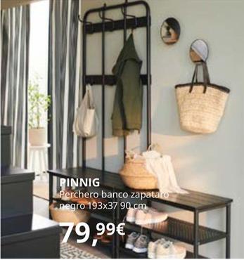 Oferta de Pinnig - Perchero Banco Zapatero, Negro, 193x37x90 Cm por 79,99€ en IKEA