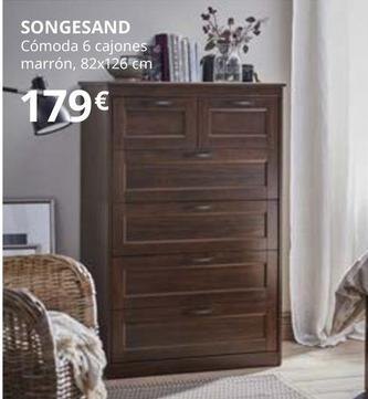 Oferta de Songesand - Cómoda De 6 Cajones, Marrón, 82x126 Cm por 179€ en IKEA