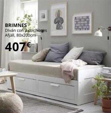 Oferta de Brimnes - Diván Con 2 Cajones Y 2 Colchones, Åfjäll Firme, 80x200 Cm por 407€ en IKEA