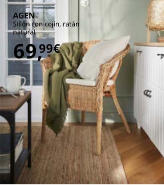 Oferta de Agen - Sillón Con Cojines, Ratán Natural por 69,99€ en IKEA