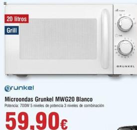 Oferta de Grunkel - Microondas MWG20 Blanco por 59,9€ en Froiz