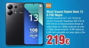 Oferta de Xiaomi - Móvil Redmi Note 13 8/256 Negro por 219€ en Froiz
