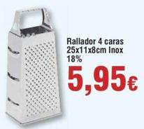 Oferta de Rallador 4 Caras 25x11x8cm Inox 18% por 5,95€ en Froiz