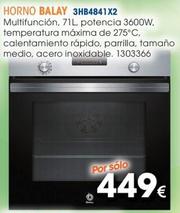 Oferta de Balay - Horno 3HB4841X2 por 449€ en Master Cadena