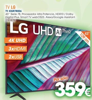 Oferta de Lg - Tv 43UR78006  por 359€ en Master Cadena