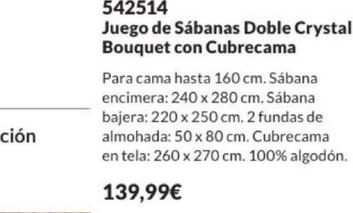 Oferta de Juego De Sábanas Doble Crystal Bouquet Con Cubrecama por 139,99€ en AVON