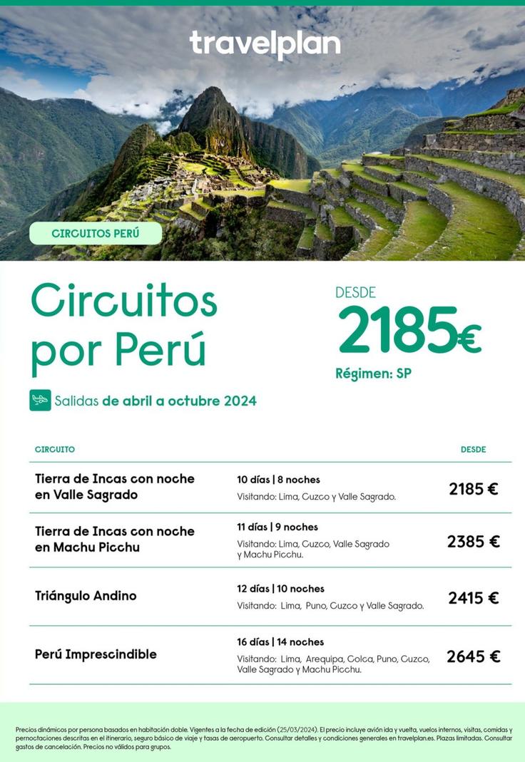 Oferta de Viajes a Perú por 2185€ en Travelplan