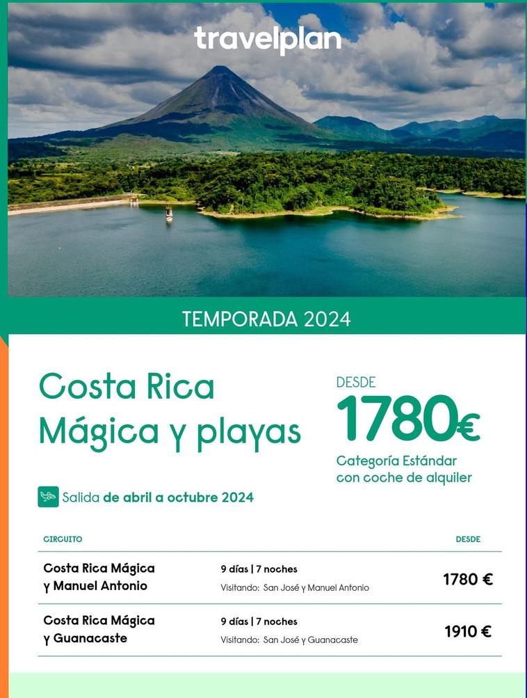 Oferta de Travelplan - Costa Rica Mágica Y Playas por 1780€ en Travelplan