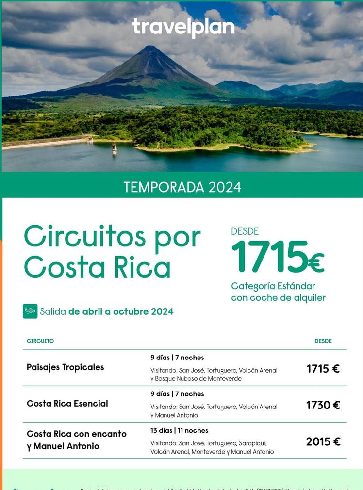 Oferta de Travelplan - Circuitos Por Costa Rica por 1715€ en Travelplan