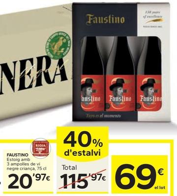 Oferta de Faustino - Estoig Amb 3 Ampolles De Vi Negre Crianca por 20,97€ en Caprabo