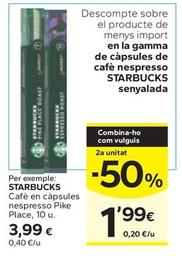 Oferta de Starbucks - Café En Capsules Nespresso Pike Place por 3,99€ en Caprabo