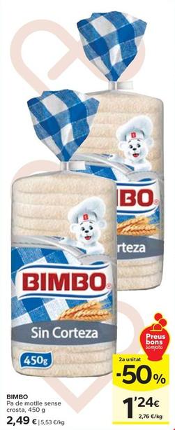 Oferta de Bimbo - Pa De Motlle Sense Crosta por 2,49€ en Caprabo
