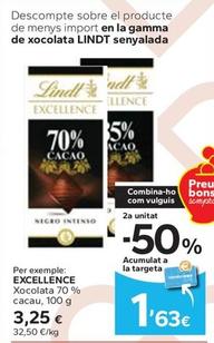 Oferta de Lindt - Xocolata 70% Cacau por 3,25€ en Caprabo