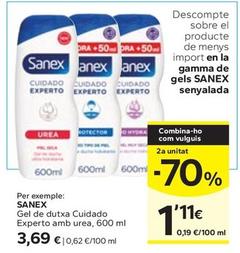 Oferta de Sanex - Gel De Dutxa Cuidado Experto Amb Urea por 3,69€ en Caprabo