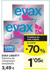 Oferta de Evax - Liberty Gamma De Compreses Senyalada por 3,49€ en Caprabo