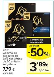 Oferta de L'or - Gamma De Capsules De Cafe Nespresso por 7,79€ en Caprabo