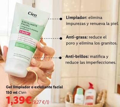 Oferta de Cien - Gel Limpiador O Exfoliante Facial por 1,39€ en Lidl