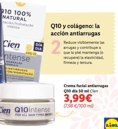 Oferta de Cien - Crema Facial Antiarrugas Q10 Dia por 3,99€ en Lidl