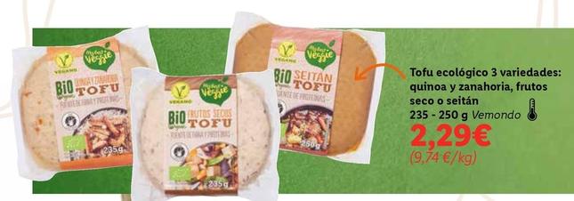 Oferta de Vémondo -Tofu Ecológico 3 Variedades: Quinoa Y Zanahoria, Frutos Seco O Seitán por 2,29€ en Lidl