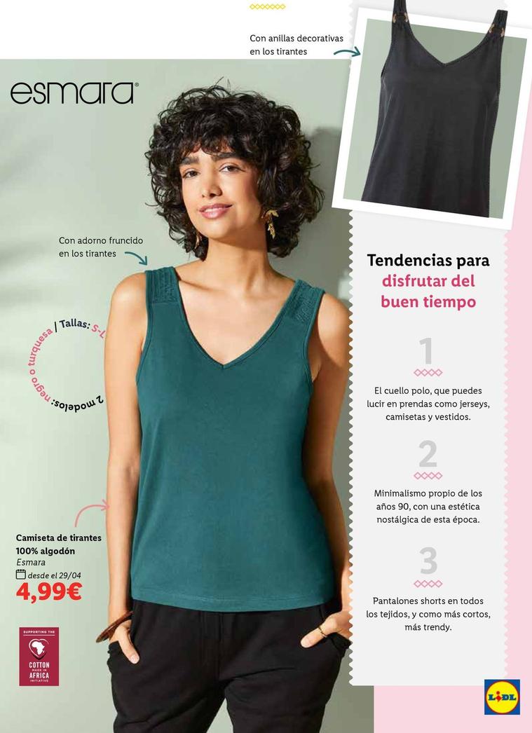 Oferta de Esmara - Camiseta De Tirantes 100% Algodon por 4,99€ en Lidl