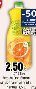 Oferta de Don Simón - Bebida Sin Azúcares Añadidos Naranja por 2,5€ en Froiz