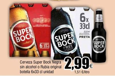 Oferta de Super Bock - Cerveza Negra Sin Alcohol O Rubia Original Botella 6x por 2,99€ en Froiz