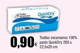 Oferta de Quickdry - Toallas Secamanos 100% Pasta 200 U por 0,9€ en Froiz