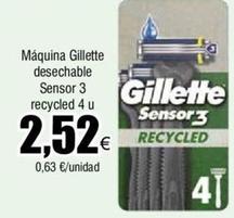 Oferta de Gillette - Máquina Desechable Sensor 3 Recycled 4 U por 2,52€ en Froiz