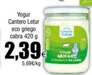 Oferta de Cantero Letur - Yogur Eco Griego Cabra por 2,39€ en Froiz