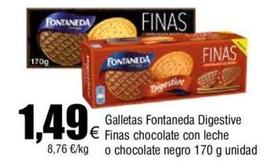 Oferta de Fontaneda - Galletas Digestive Finas Chocolate Con Leche O Chocolate Negro por 1,49€ en Froiz