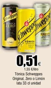 Oferta de Schweppes - Tónica Original / Zero / Limón por 0,51€ en Froiz