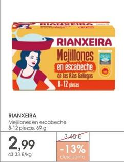 Oferta de Mejillones en escabeche por 2,99€ en Supermercados Plaza