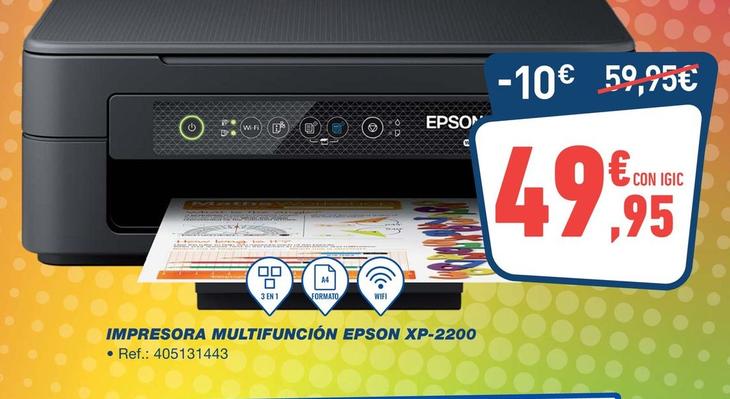 Oferta de Epson - Impresora Multifuncion Xp-2200 por 49,95€ en Bureau Vallée