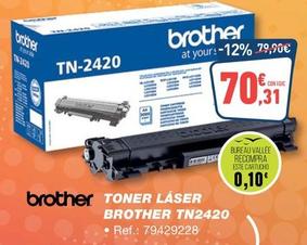 Oferta de Brother - Toner Laser Tn2420 por 70,31€ en Bureau Vallée