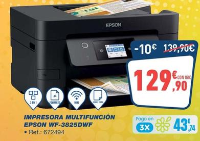 Oferta de Epson - Impresora Multifuncion WF-3825DWF por 129,9€ en Bureau Vallée