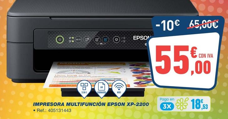 Oferta de Epson - Impresora Multifuncion Xp-2200 por 55€ en Bureau Vallée
