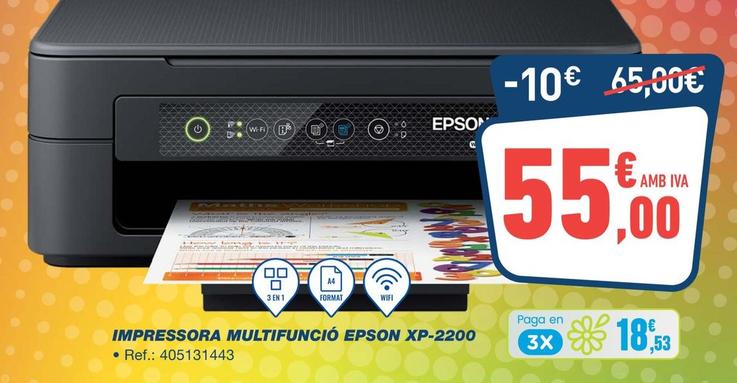 Oferta de Epson - Impressora Multifuncion Xp-2200 por 55€ en Bureau Vallée