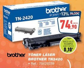 Oferta de Brother - Toner Laser TN2420 por 74,9€ en Bureau Vallée