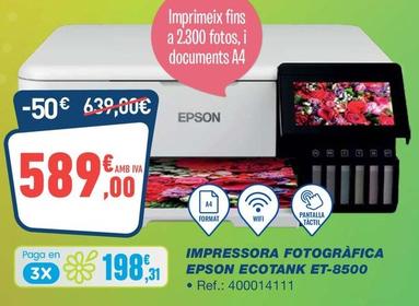 Oferta de Epson - Impressora Multifuncio Ecotank ET-8500 por 589€ en Bureau Vallée