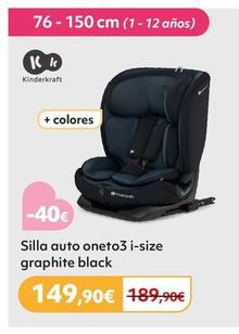 Oferta de Kinderkraft - Silla auto oneto3 i-size graphite black por 149,9€ en Prénatal