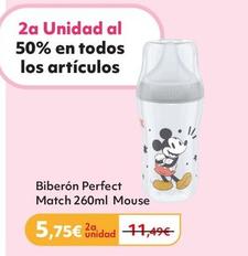 Oferta de Biberon Perfect Match 260ml Mouse por 11,49€ en Prénatal