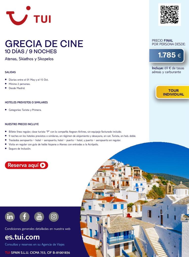 Oferta de Grecia De Cine por 1785€ en Tui Travel PLC