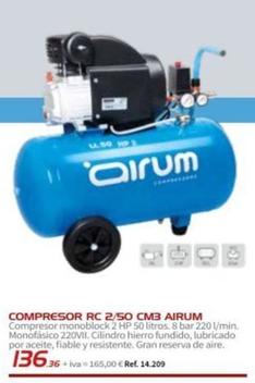 Oferta de Airum - Compresor Rc 2/50 Cm3  por 165€ en Coferdroza