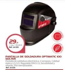 Oferta de Solter - Pantalla De Soldadura Optimatic 100 por 35,95€ en Coferdroza