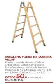 Oferta de Villar - Escalera Tijera De Madera por 50,37€ en Coferdroza