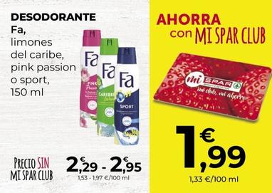 Oferta de Desodorante por 1,99€ en SPAR Gran Canaria